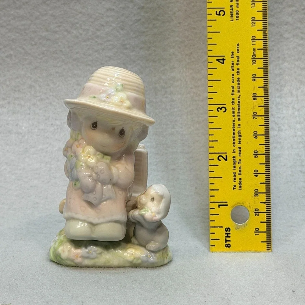1997 Precious Moments Seasoned With A Smile Salt Pepper Shakers Girl Bench Puppy